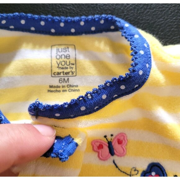 Just One You Carters Yellow & White Striped Baby Sleep & Play with Butterfly 6M - Picture 3 of 7